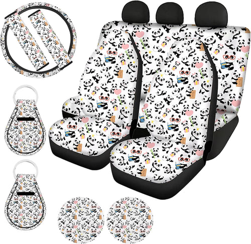 11 Pack Southwestern Car Seat Covers Full Set with Steering Wheel Cover, Seatbelt Covers, Cup Coasters Holder, Keychain Accessories F82219