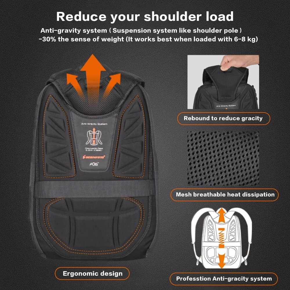 Waterproof Medium Camera Bag Backpack with Laptop Compartment and Rain Cover Y63008