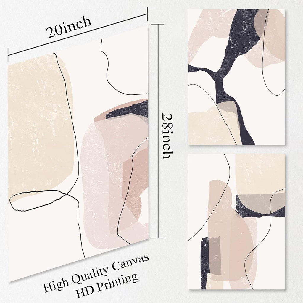 Beige Abstract Canvas Wall Art 20x28inchx3pcs No Frame D6196