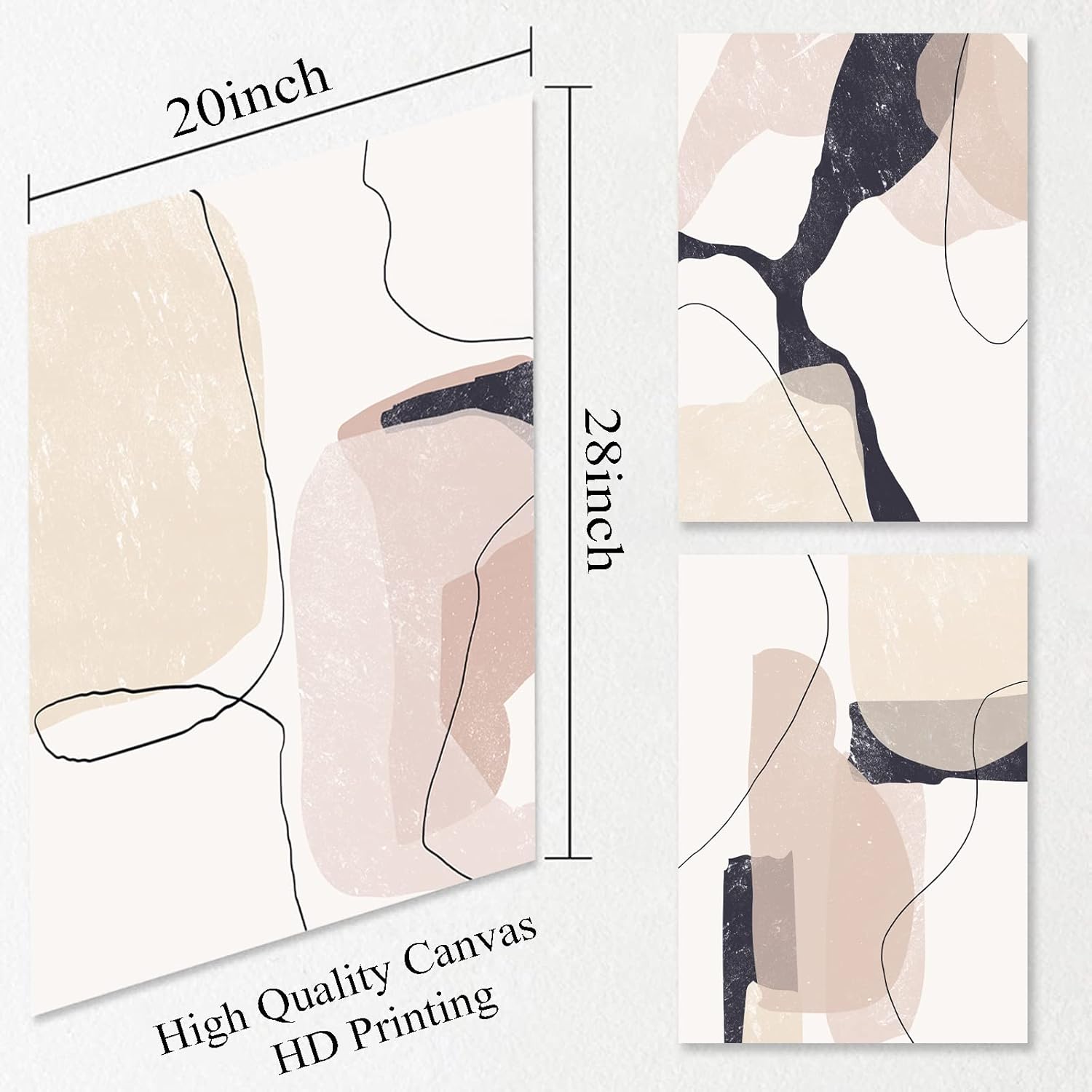 Beige Abstract Canvas Wall Art 20x28inchx3pcs No Frame D6196