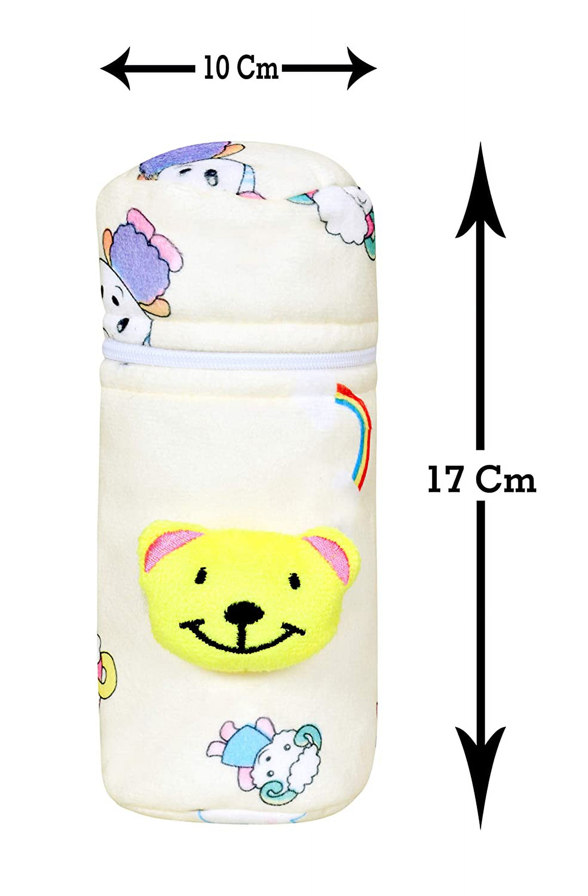 Soft Plush Stretchable Baby Feeding Bottle Cover Pack of 3 Multicolor X1414