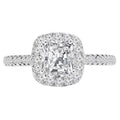 14K White Gold Radiant Diamond Cushion Halo Engagement Ring A148