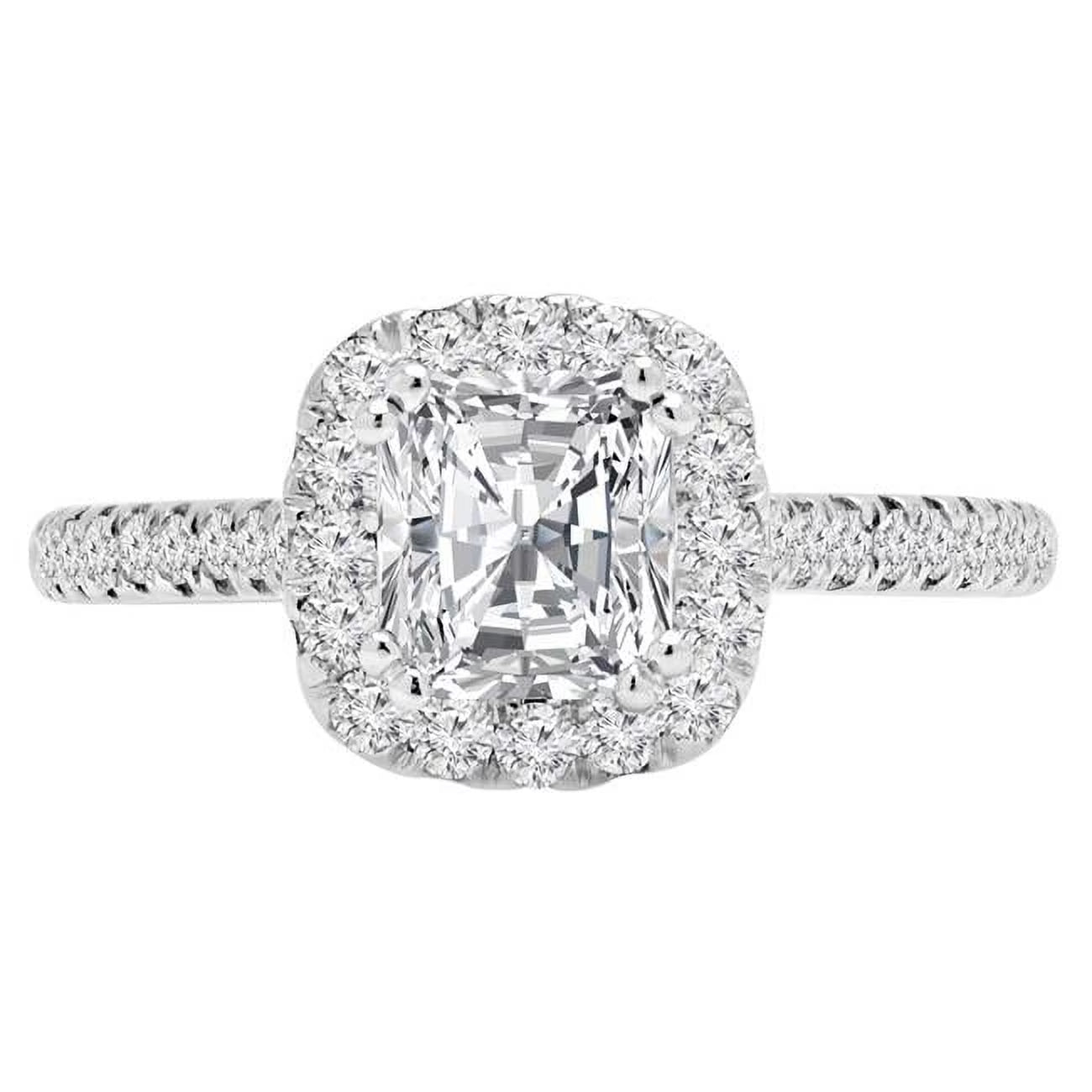 14K White Gold Radiant Diamond Cushion Halo Engagement Ring A148