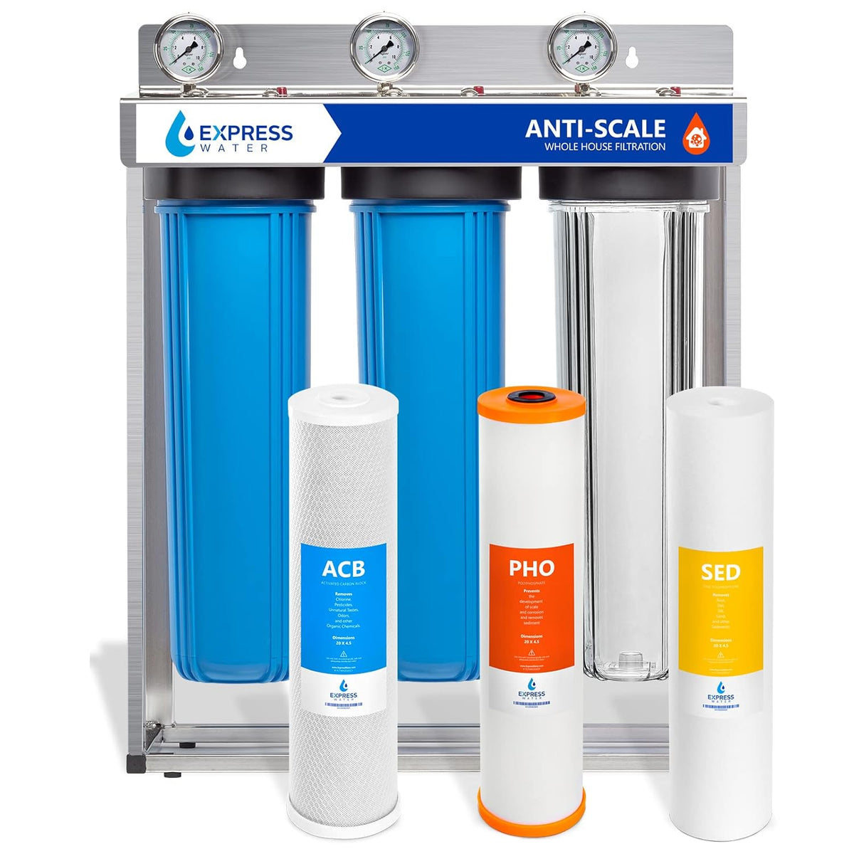 3 Stage Whole House Water Filter with Carbon Filters N149