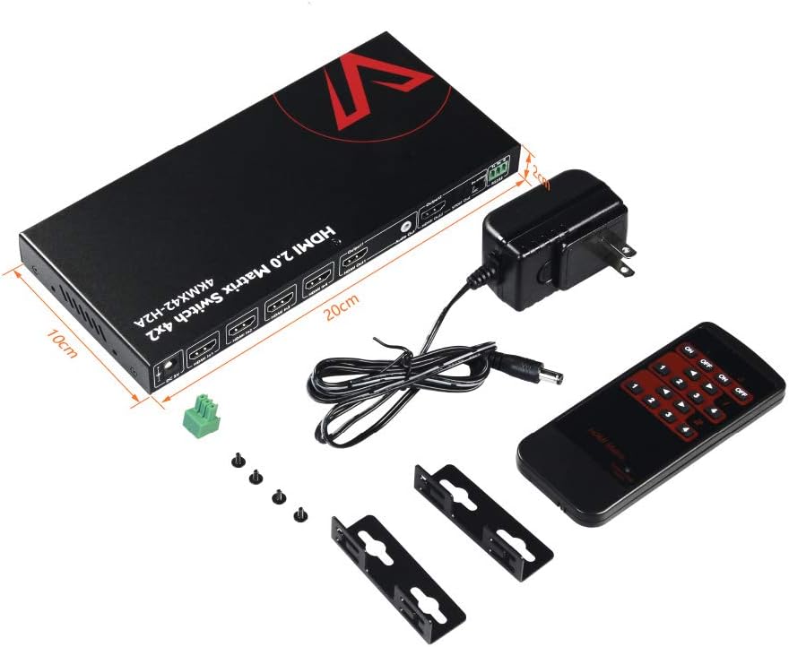 HDMI 2.0 Matrix Switch 4x2 4K@60Hz 4:4:4 HDR HDCP 2.2 18Gbps W2701