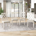 Beige Solid Wood Upholstered Dining Chairs, Set of 4 J37976
