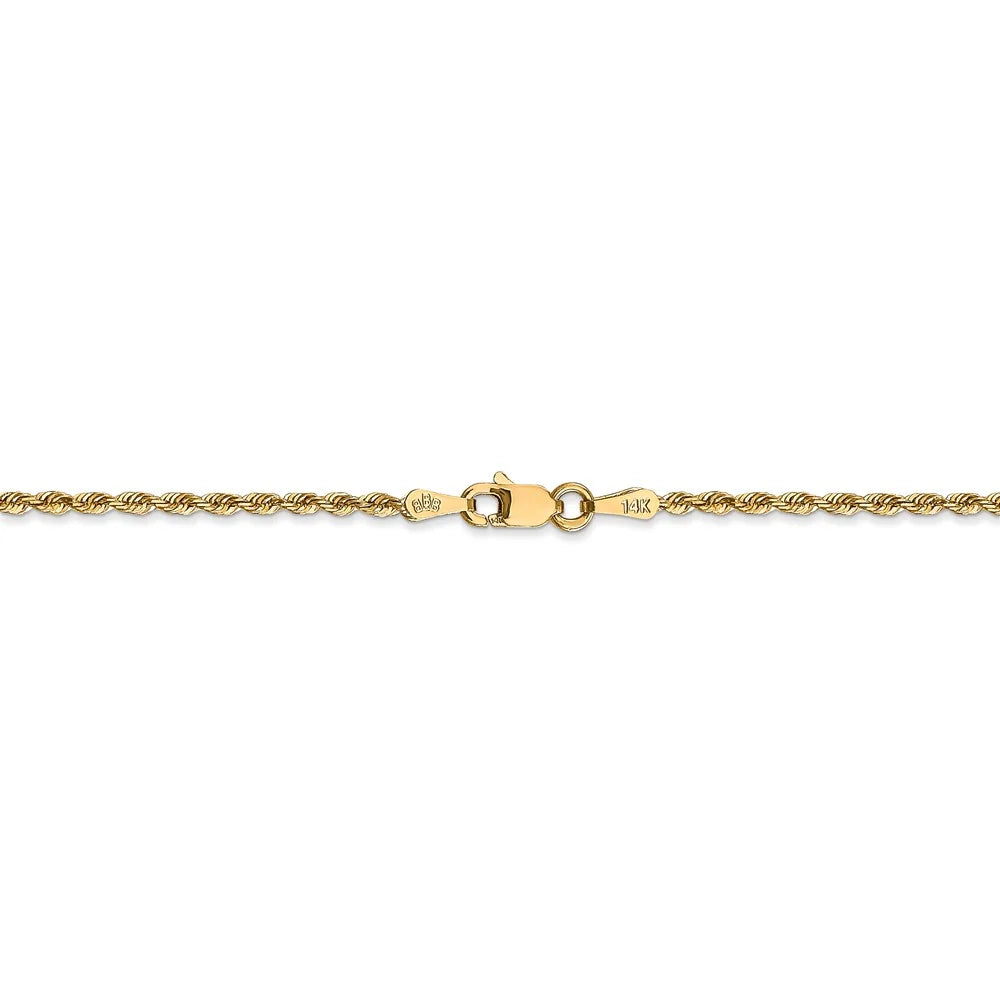 14kt Yellow Gold Diamond Cut Rope Chain 30 inch Lobster Clasp N270