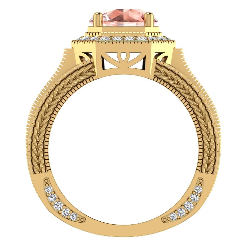 14K Gold Halo Engagement Ring 8.00 mm 6.85 carat S69207