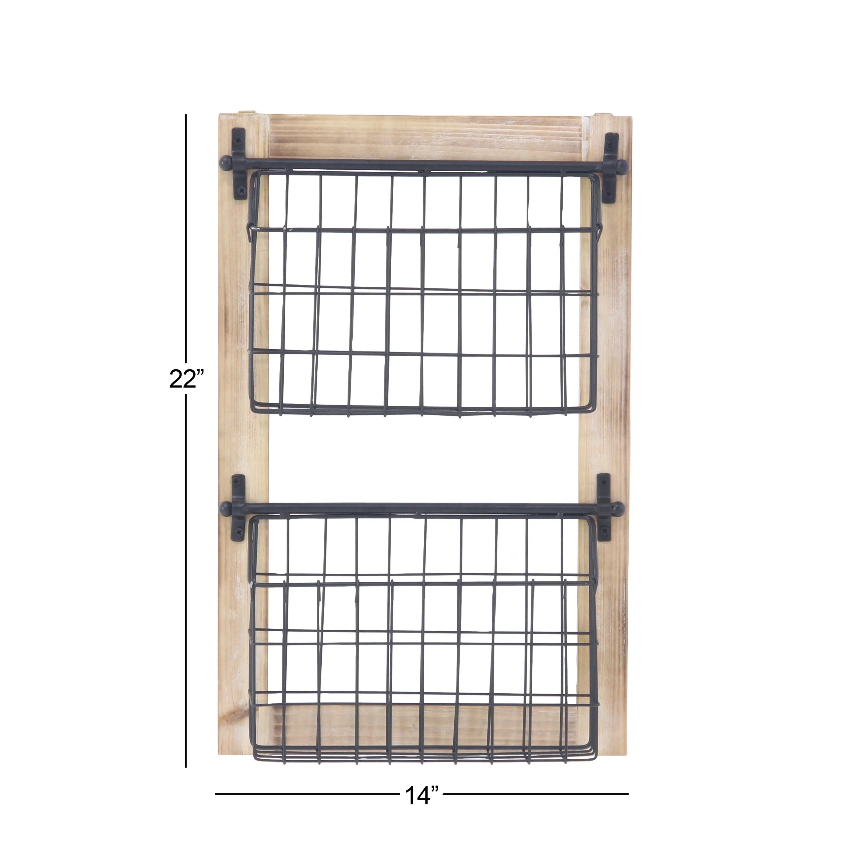 Black Metal 2 Slots Magazine Rack Holder with Suspended Baskets Q157