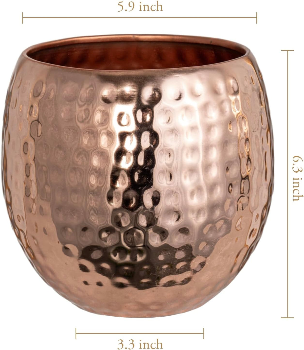 6.5 Inch Hammered Copper Tone Metal Planter Pot Y807