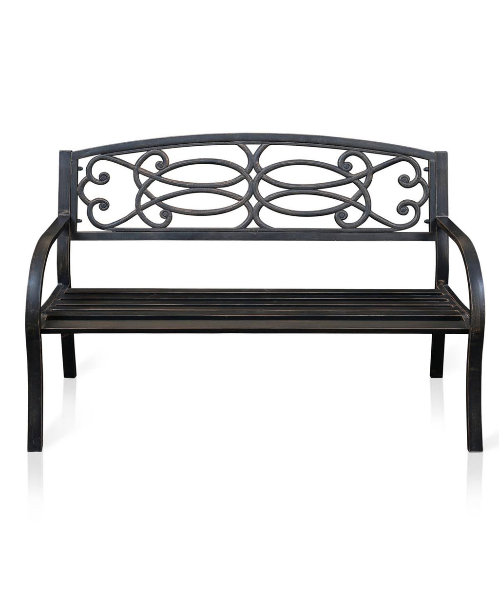 Black Slatted Outdoor Bench X834591