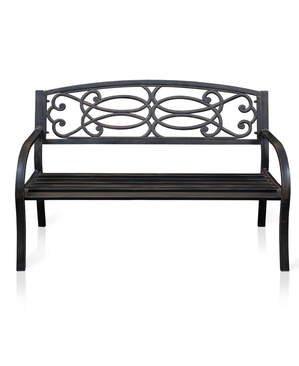 Black Slatted Outdoor Bench X834591