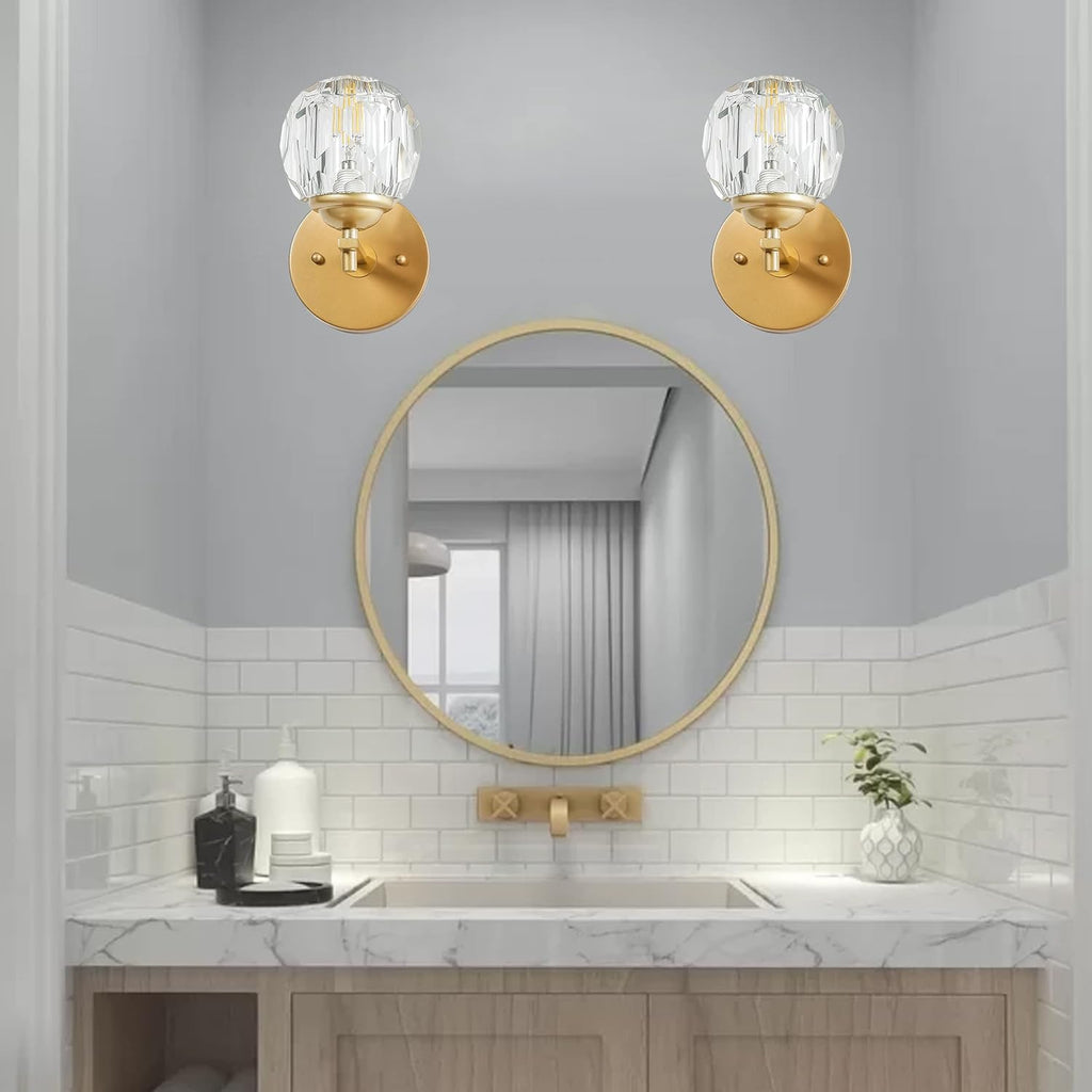 Clear Crystal Gold Wall Sconces Set of Two Z65925