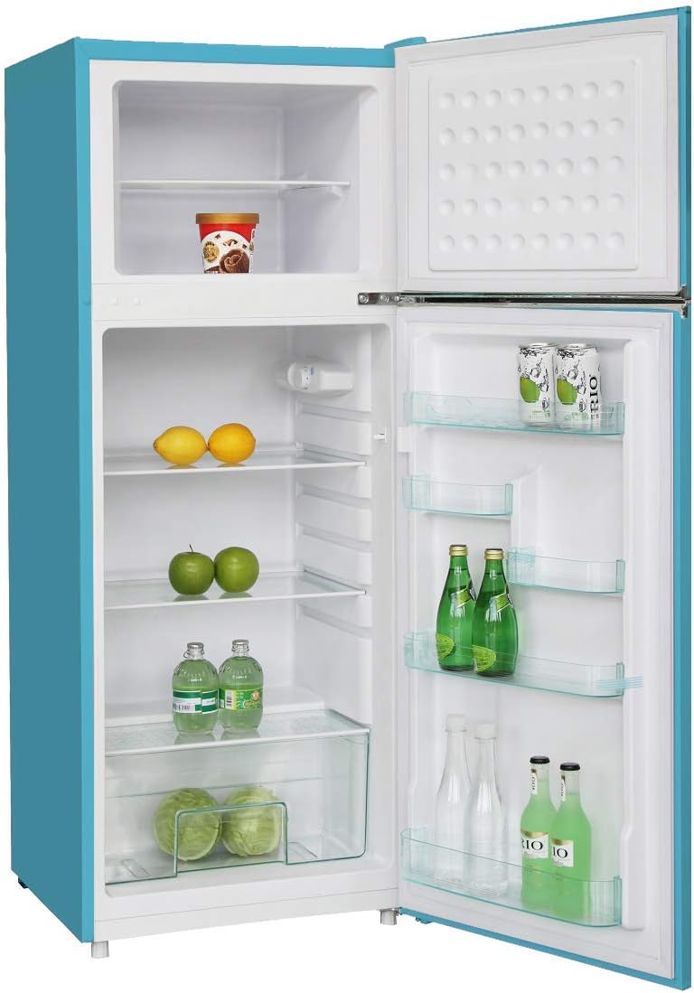 2 Door Retro Blue Refrigerator with Freezer, 7.5 cu. ft I28598