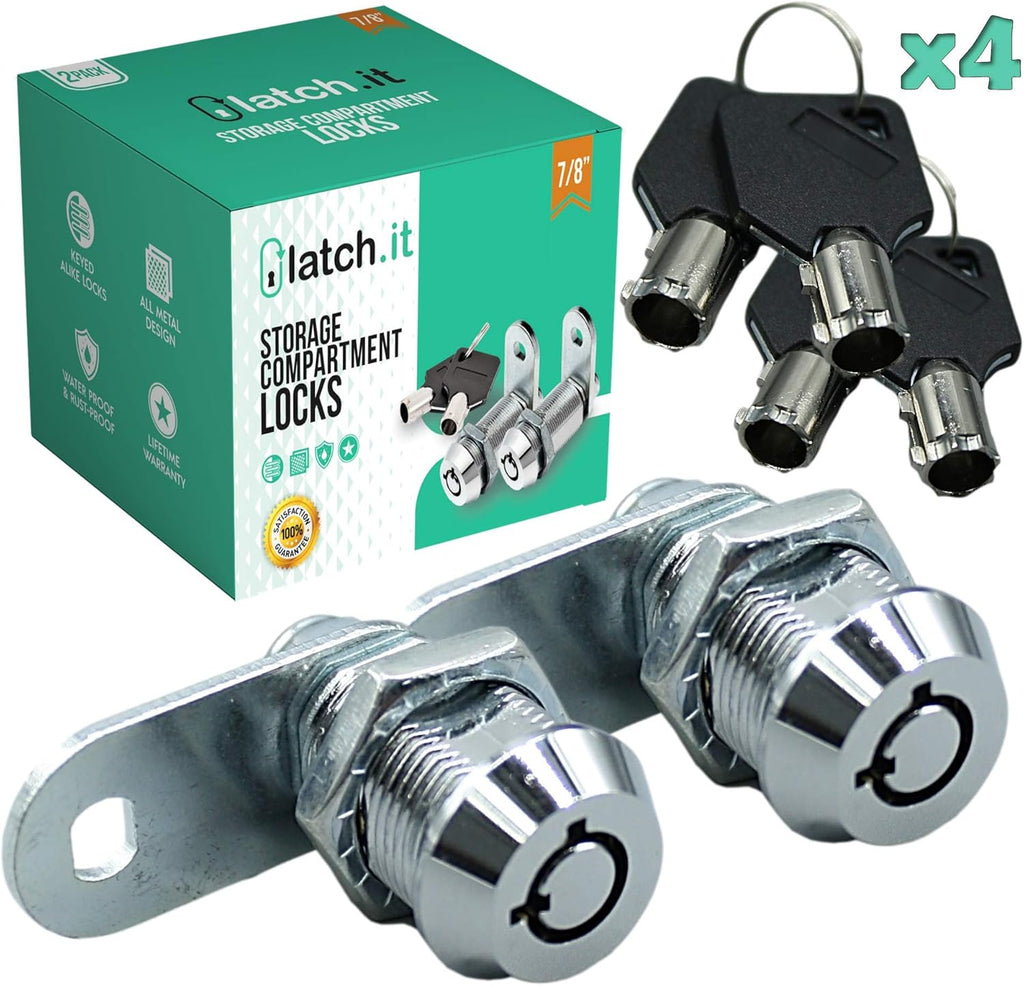 7/8” RV Storage Locks 5-Pack 100% Metal Utility Cam Lock with 10 Keys E7210