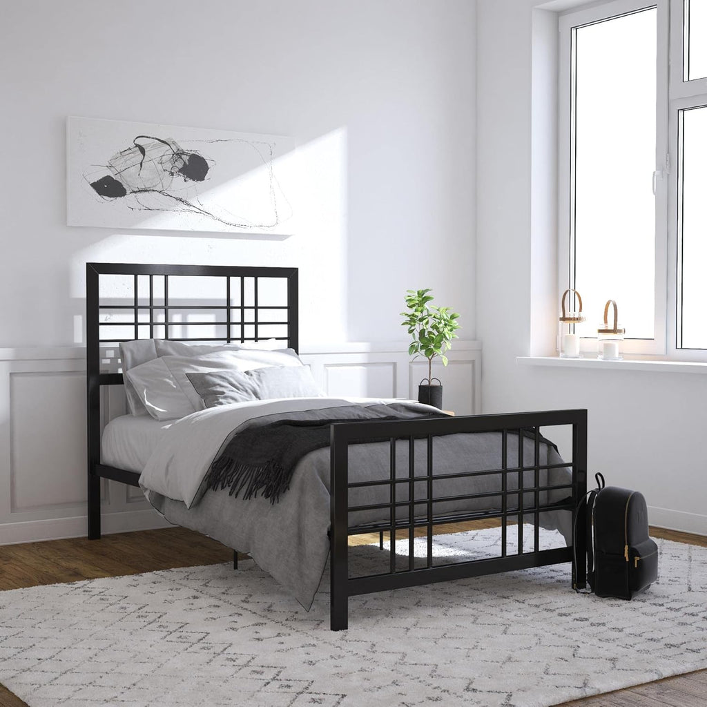 Twin Size Metal Bed Frame with Adjustable Storage L3283