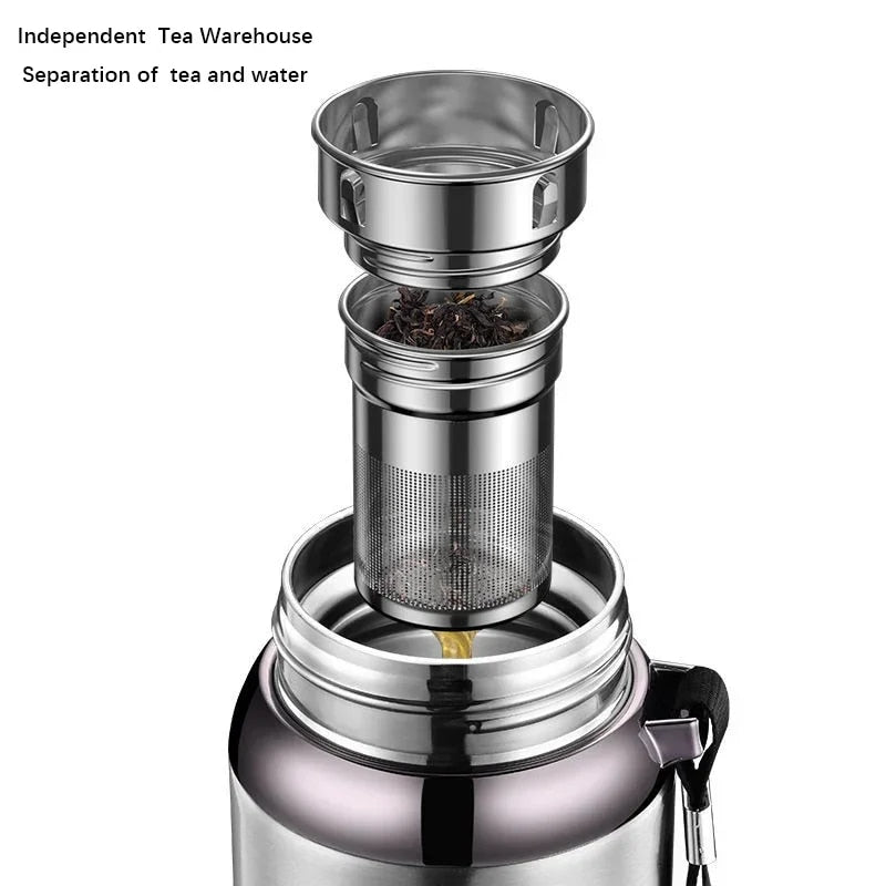 316 Stainless Steel Thermos Bottle Vacuum Flask With Tea Separation Filter LED Temperature Display Leakage-proof Cup 1.0L blue K55998