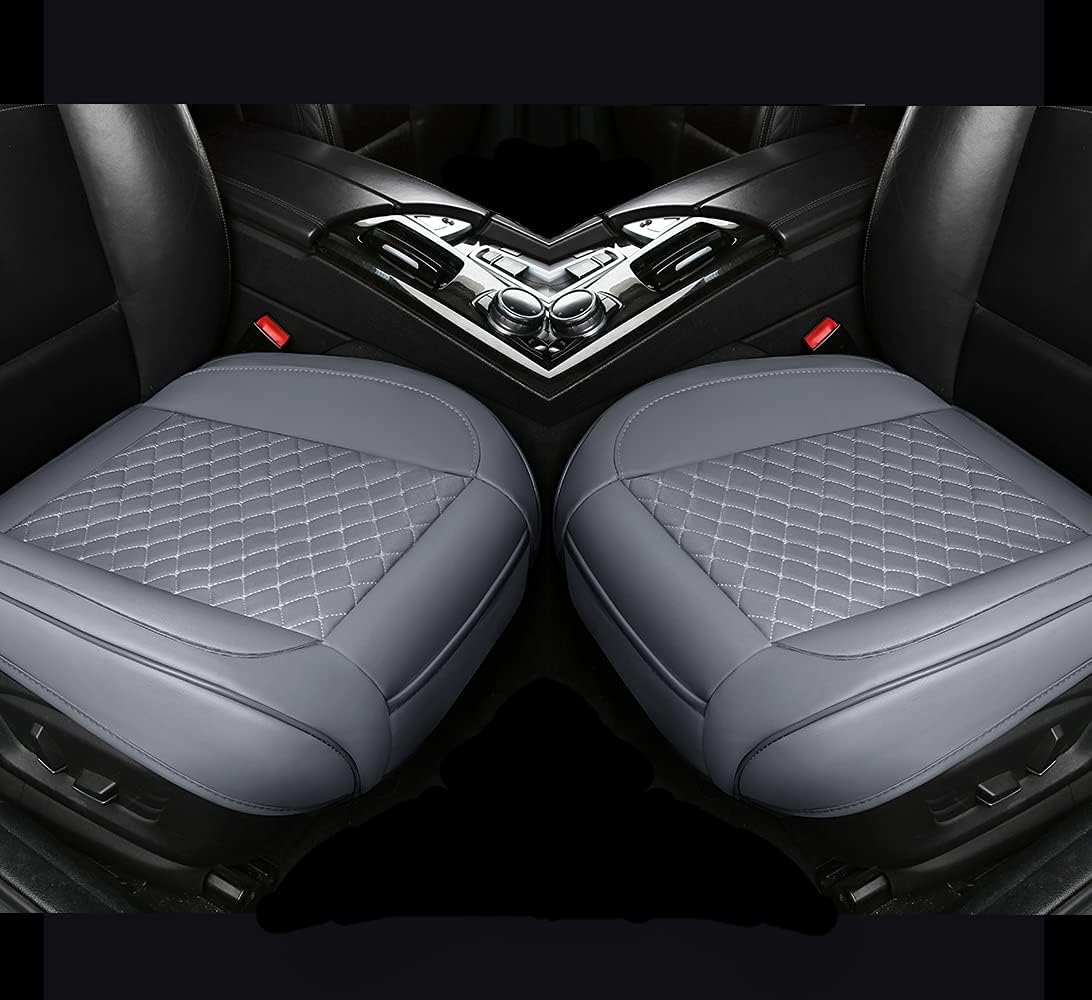 2PCS PU Leather Car Seat Cover Protector Front Seat Bottom Universal Beige Pack of 2 Z977