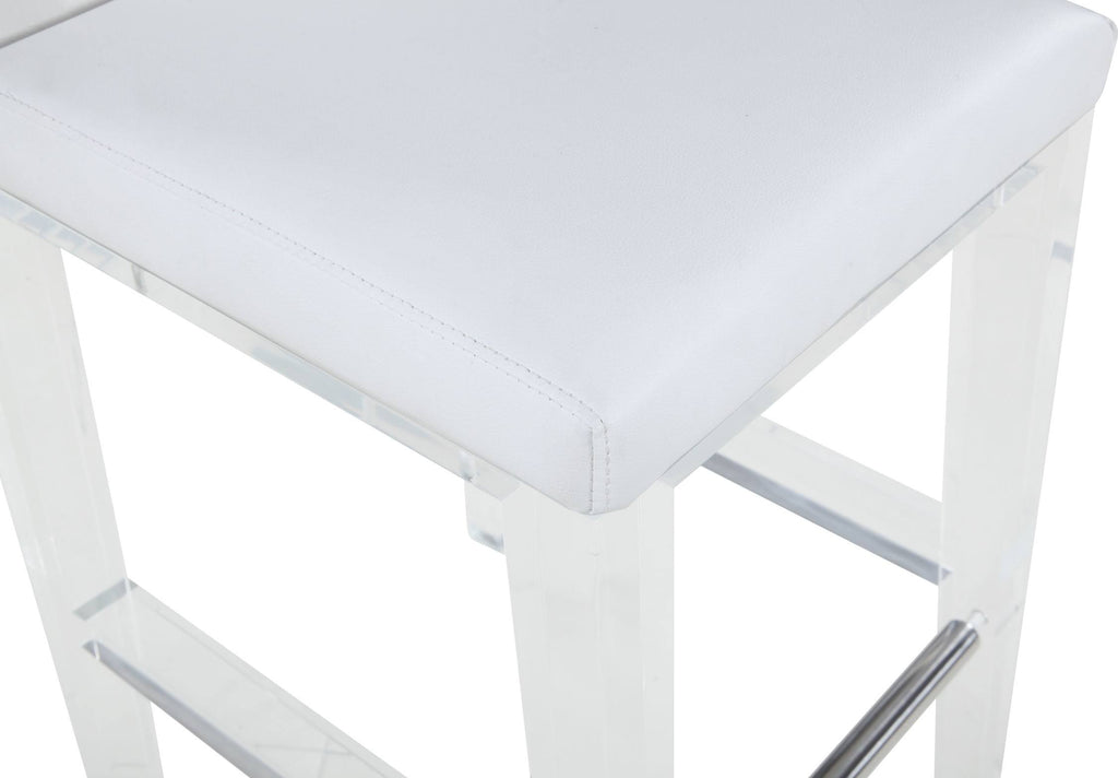 White Counter Stool with Solid Acrylic Legs E527197