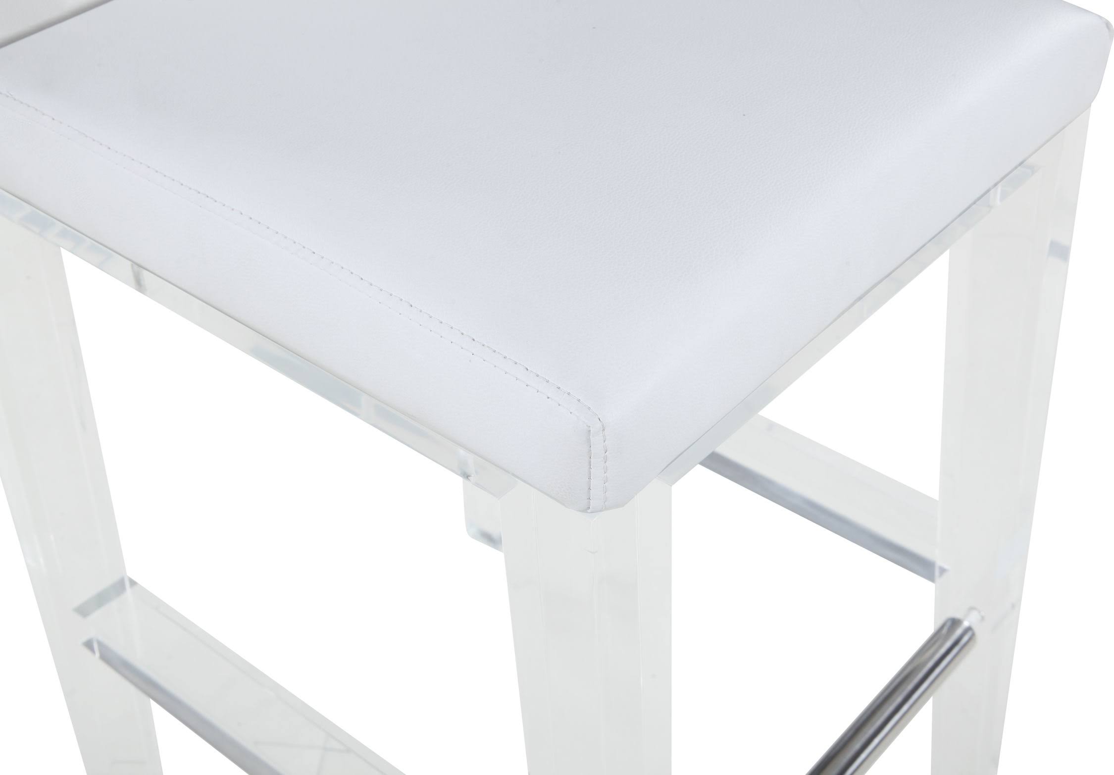 White Counter Stool with Solid Acrylic Legs E527197