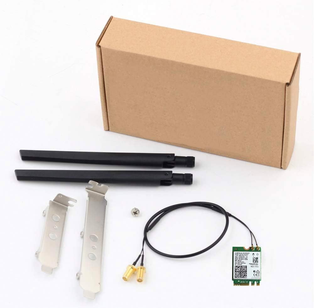 WiFi 6E Desktop Kit, AX210, 2230, 2x2 AX+BT 5.2, Tri-Band, 5dBi Antennas and Brackets Pack of 2 V771268