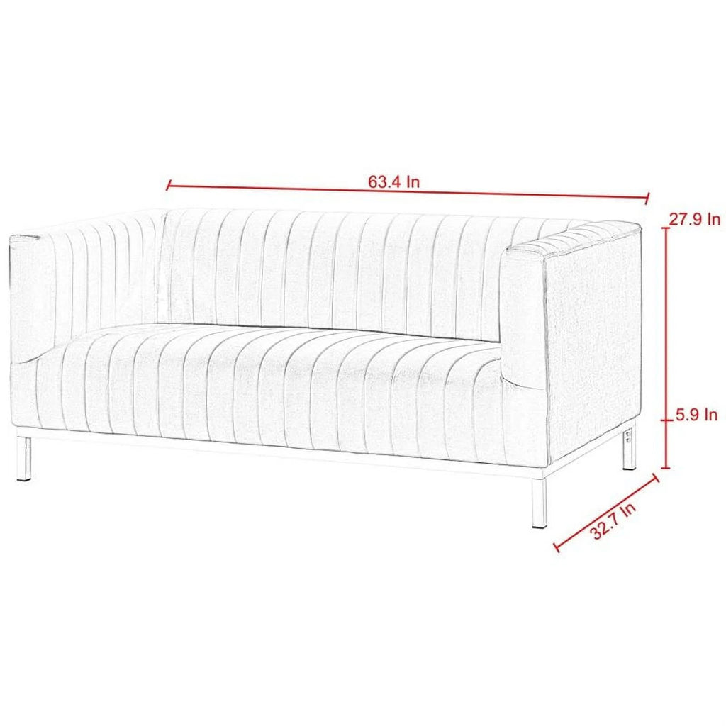 Navy Blue Velvet Loveseat with Chrome Base V10671