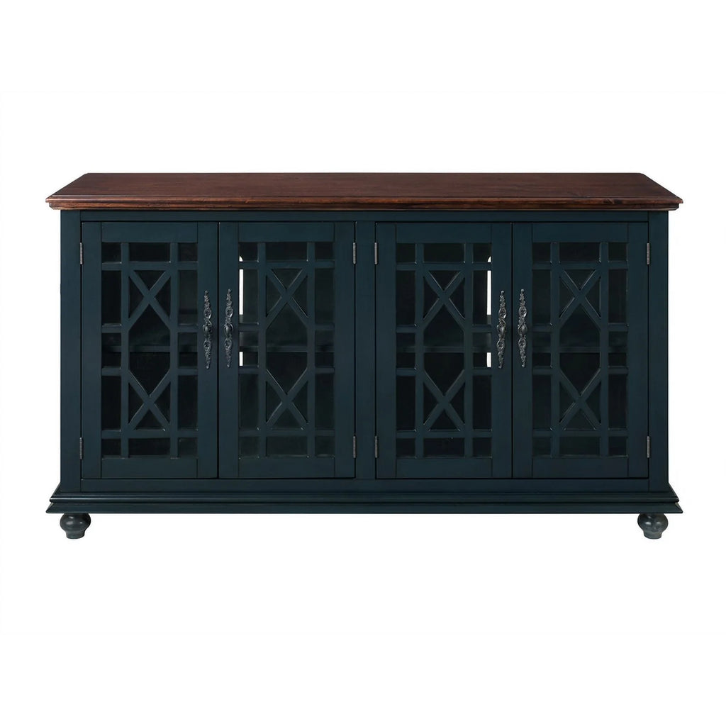 63" TV Stand Catalina Blue with Coffee Walnut Top V474802