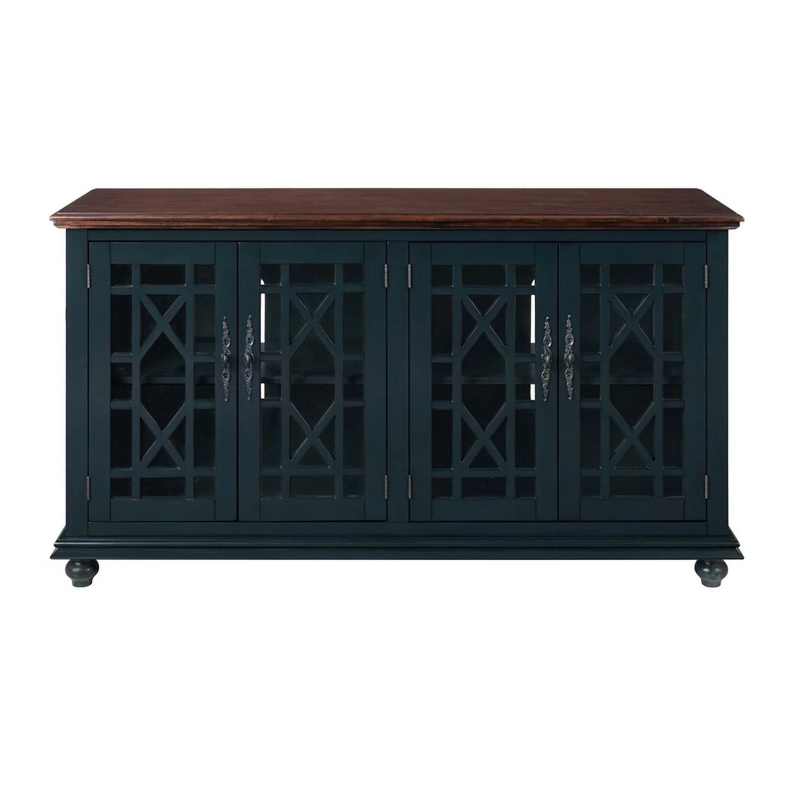 63" TV Stand Catalina Blue with Coffee Walnut Top V474802