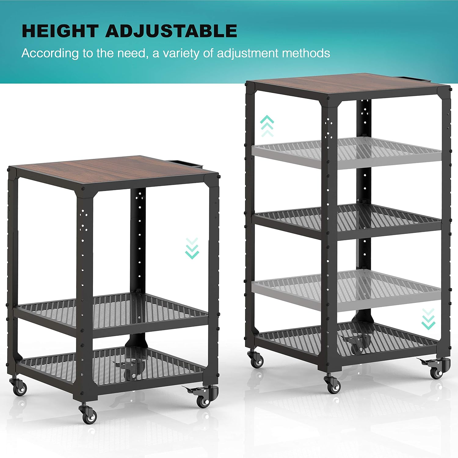 Metal Construction Rolling Storage Cart with Adjustable Shelves N811