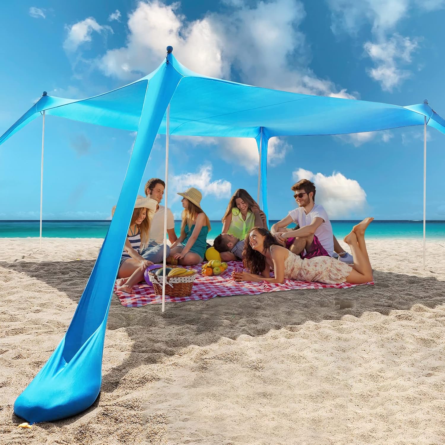 Beach Tent Sun Shelter, 4 Person Pop Up, UPF50+ Protection A5672
