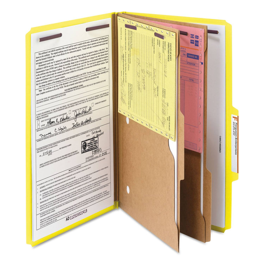 Yellow Legal Classification Folders with Fasteners E2472