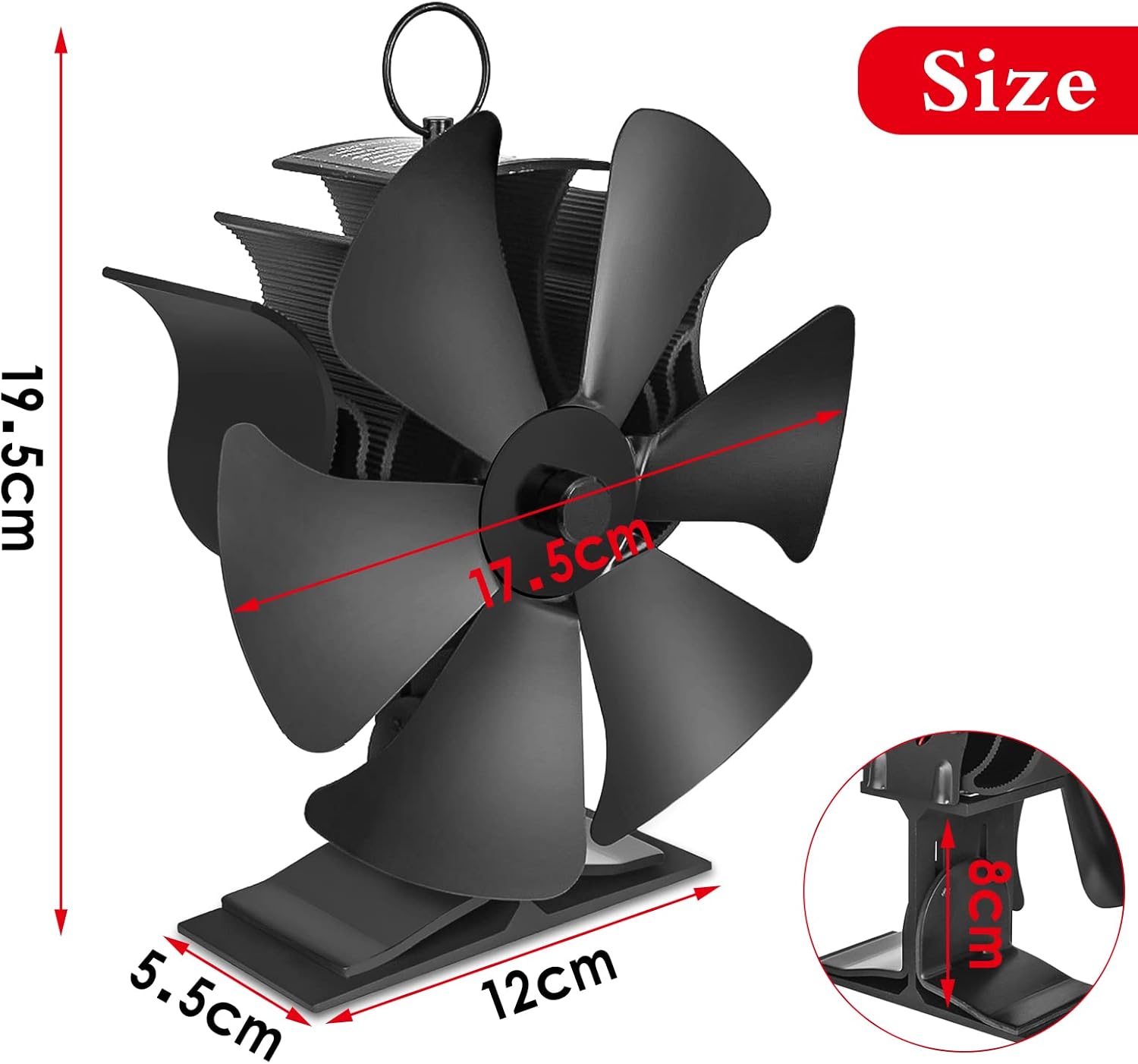 6 Blades Stove Fan with Thermometer Strip Y663035