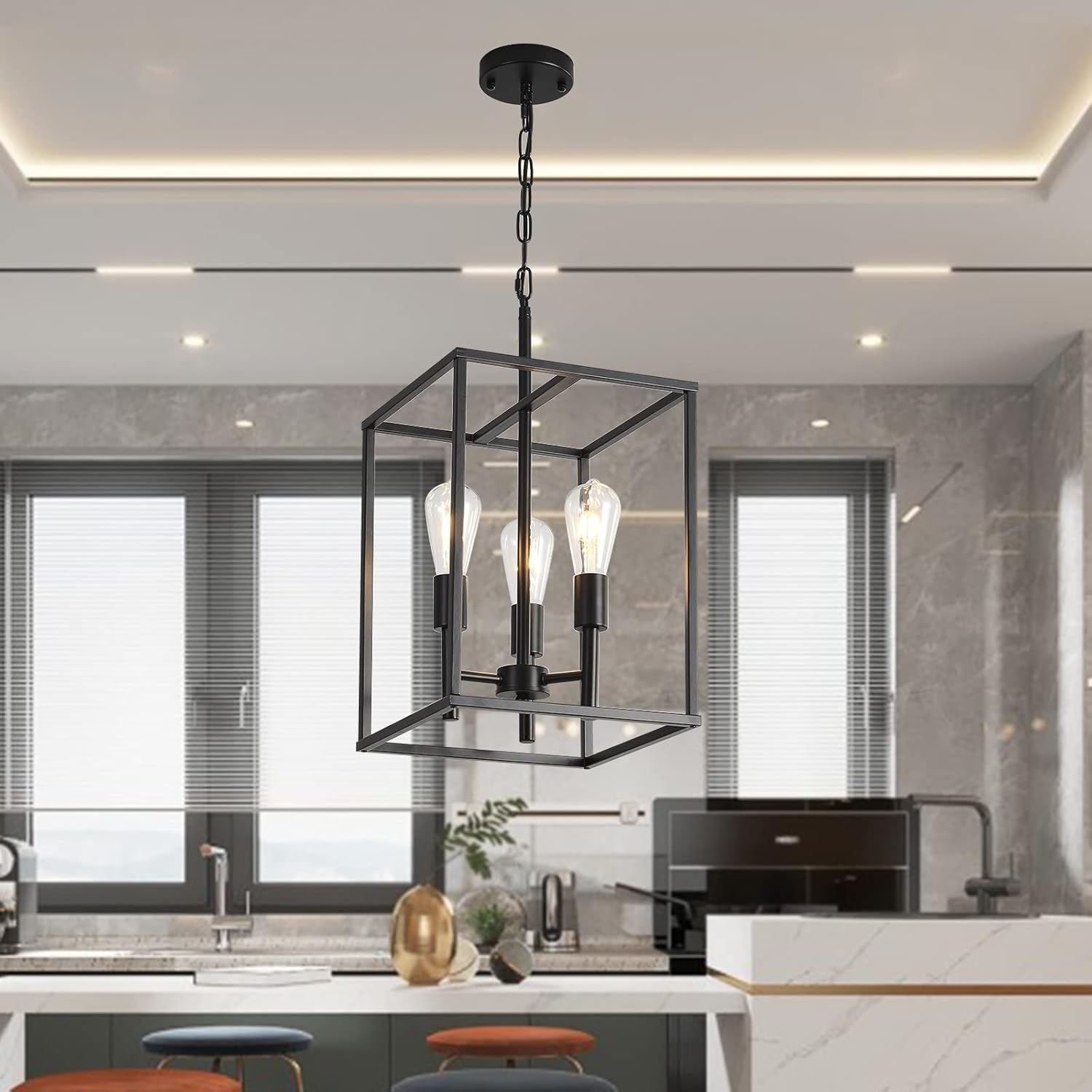 3-Light Black Farmhouse Chandelier R70347