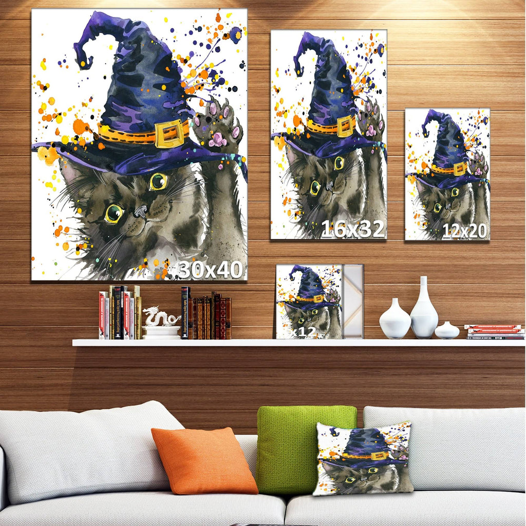 Halloween Cat and Witch Hat Canvas Art - 16 x 32 in. M48907