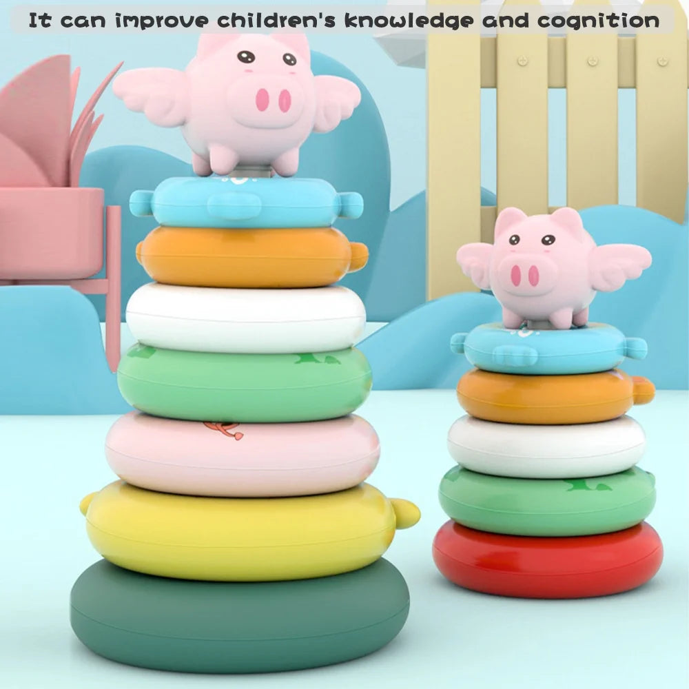 7 Rings Baby Stacking & Nesting Toys Montessori Baby Blocks Stacker L999