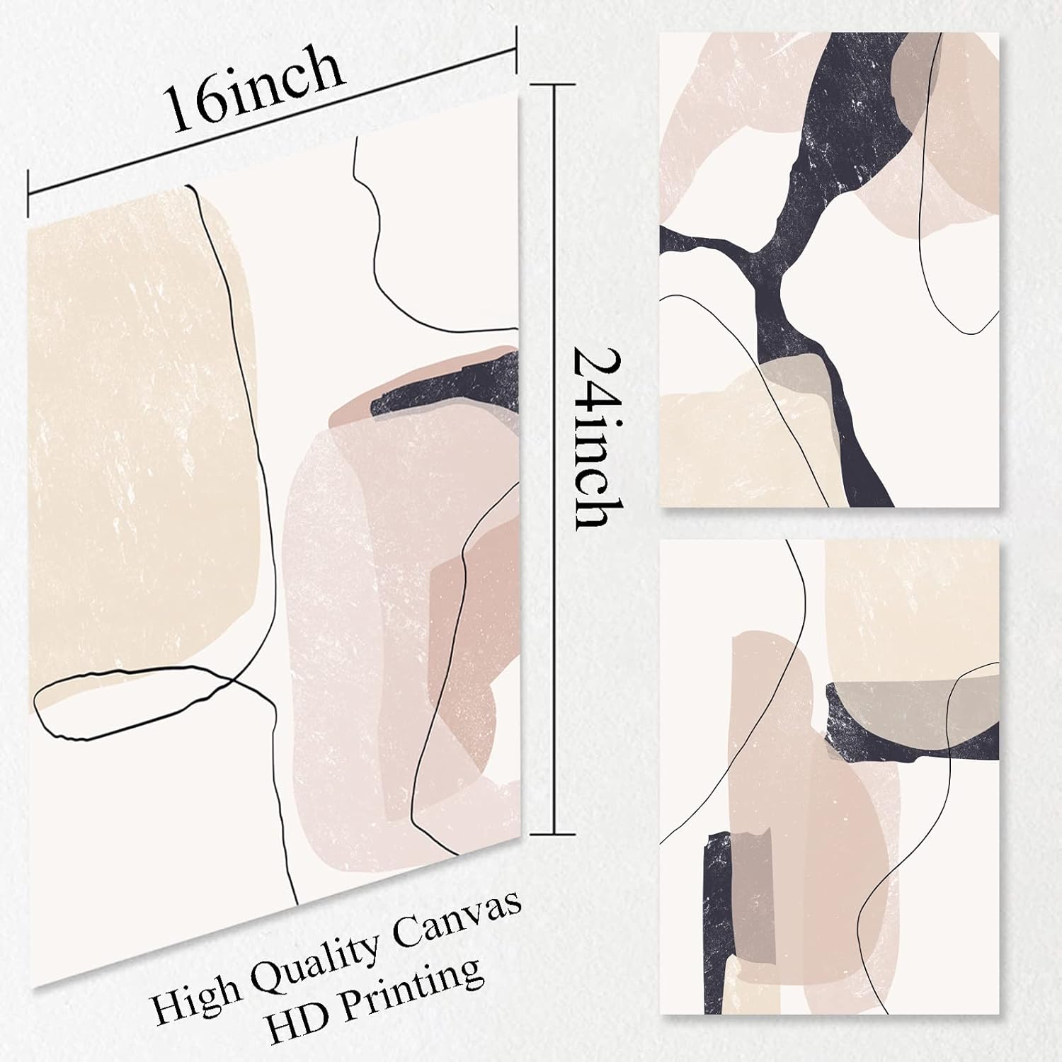 Beige Abstract Canvas Wall Art 20x28inchx3pcs No Frame D6196