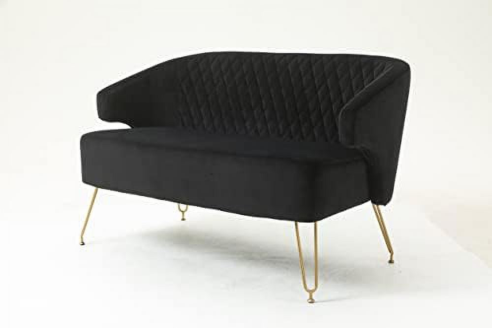 Cashmere Loveseat Sofa with Gold-Finished Metal Legs and 2 Small Pillows J711263