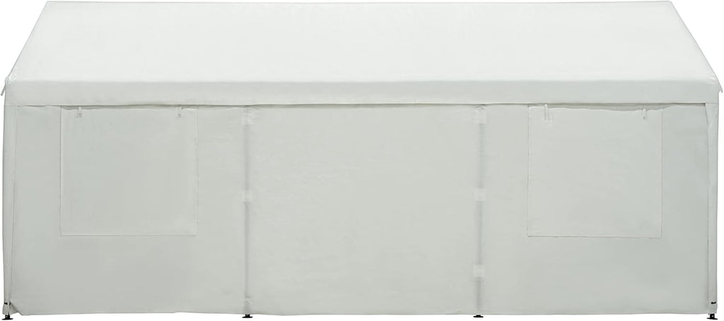 White 10 x 20 ft Heavy Duty Carport with Ventilated Windows and Removable Sidewalls L8269