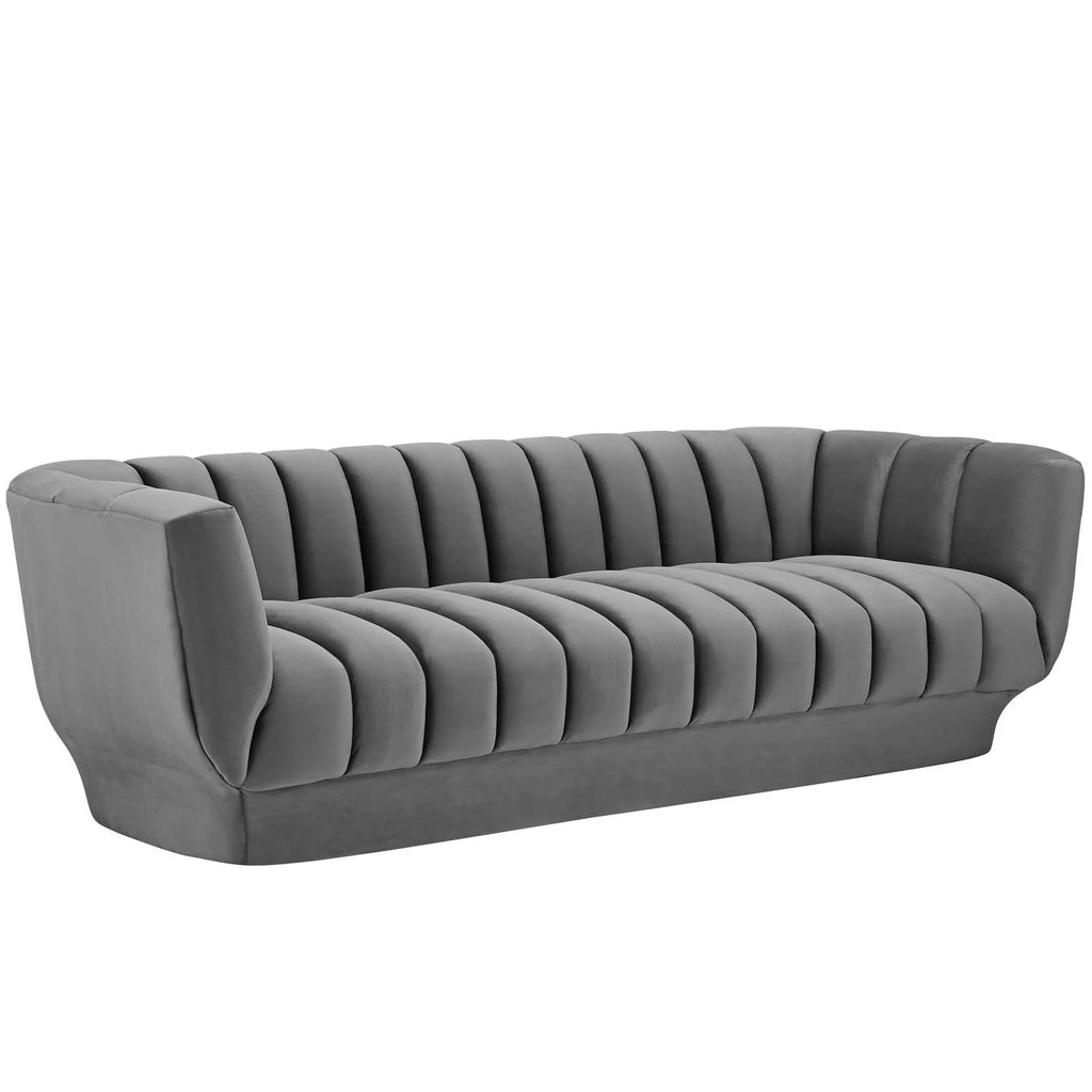 Gray Performance Velvet Sofa and Armchair Set J6456
