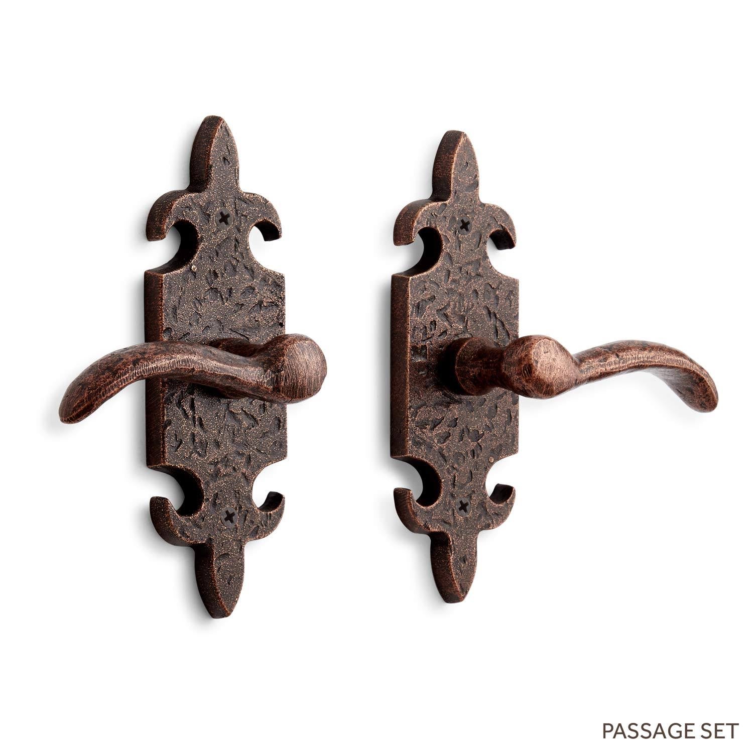 Antique Copper Solid Brass Passage Door Lever Set E497279