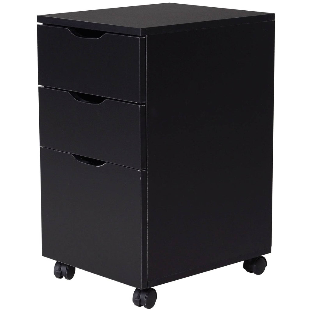Black Wood Grain 3 Drawer Rolling File Cabinet G587516
