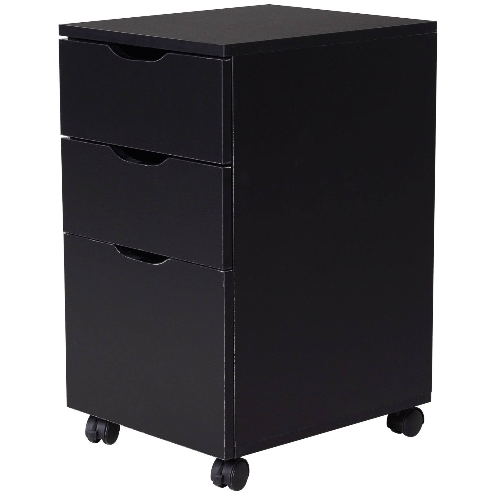 Black Wood Grain 3 Drawer Rolling File Cabinet G587516