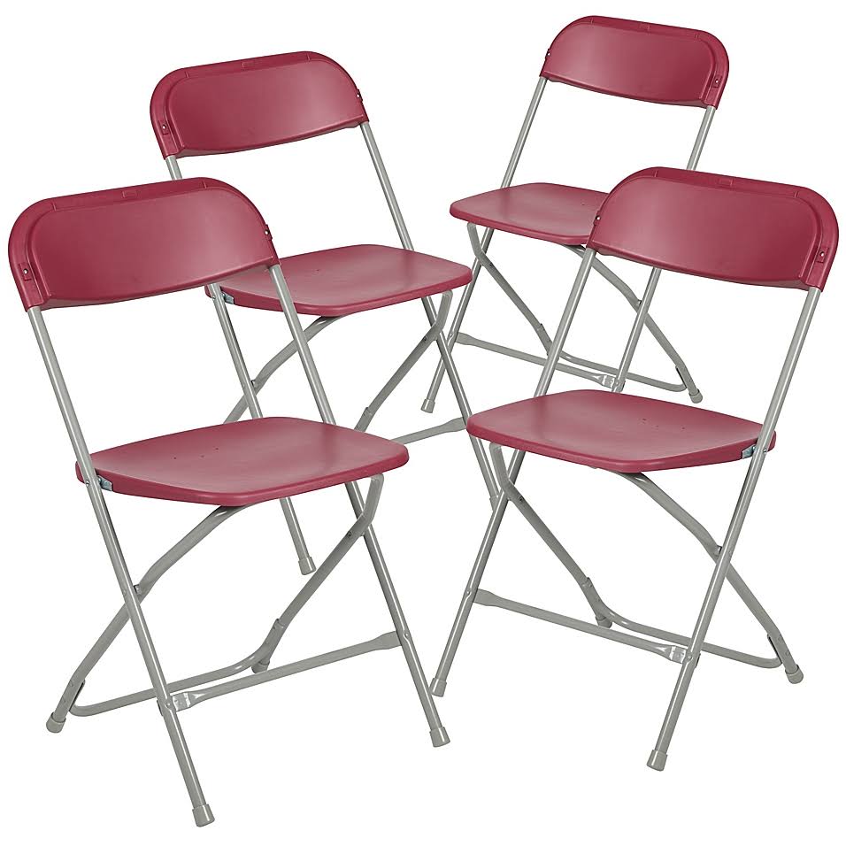 Red Plastic Folding Chairs (Set of 4) V90878
