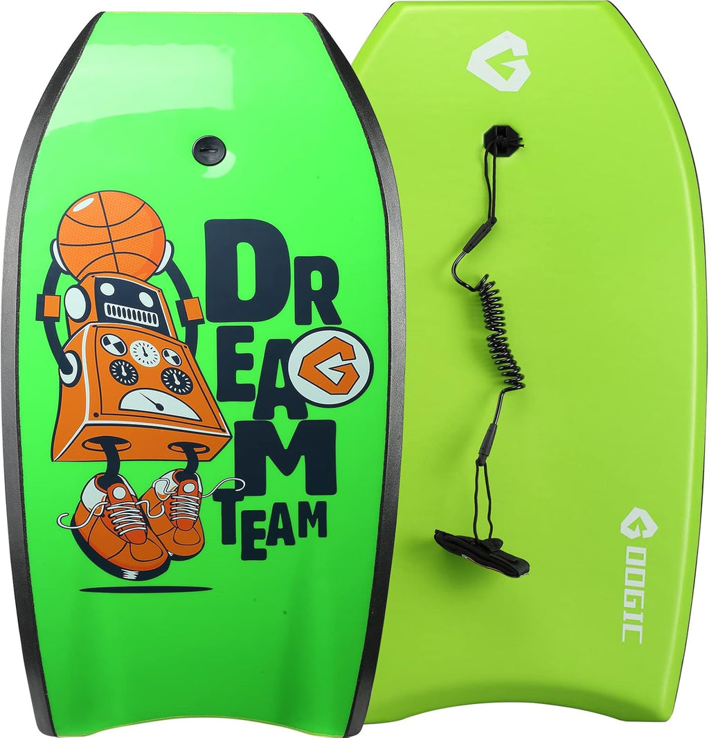 Body Board with Wrist Leash, EPS Core HDPE Slick Bottom, Pack of 2 I350