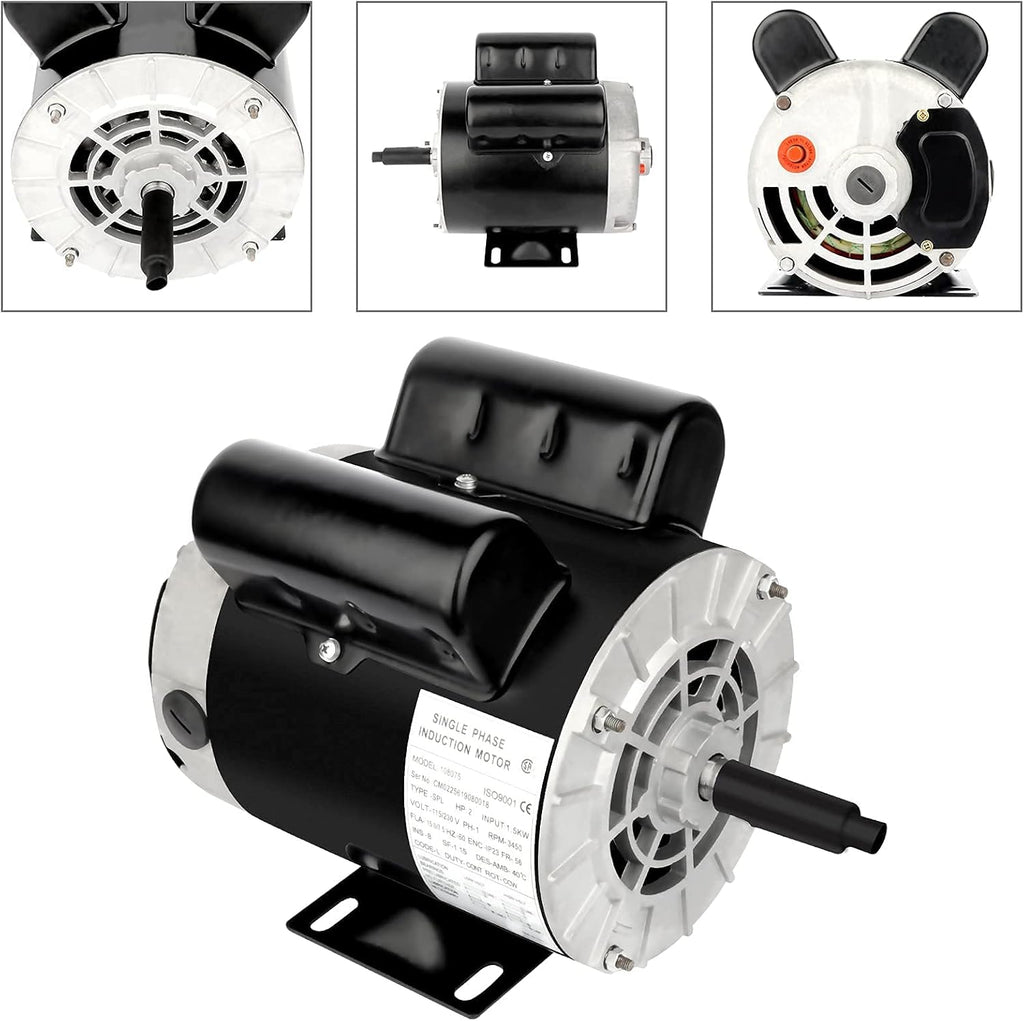 2HP SPL Air Compressor Motor Single Phase 3450RPM 115/230V 56 Frame 60HZ ODP CCW V356175
