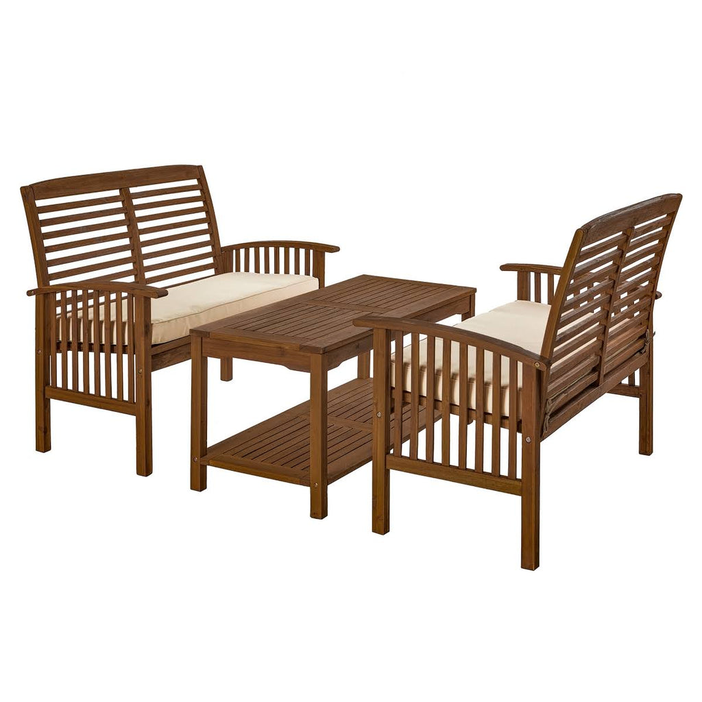 3-Piece Acacia Wood Patio Conversation Set D914