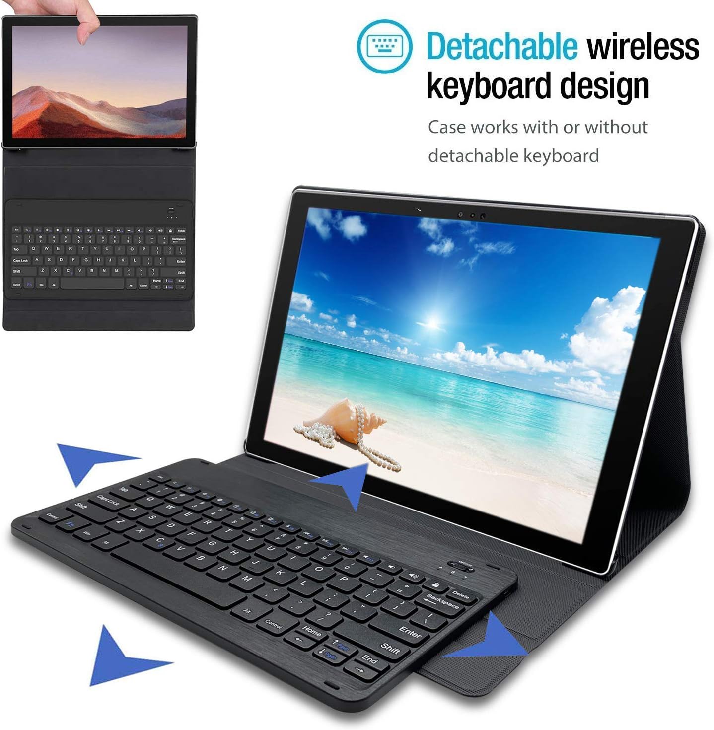 Backlit Keyboard Case with Detachable Wireless Keyboard for 12.3 Inch Tablet P382159