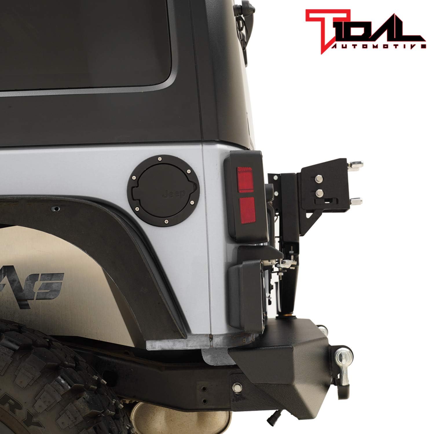Rear Bumper with Spare Tire Rack and Hitch Receiver with 2 LED Lights M32966