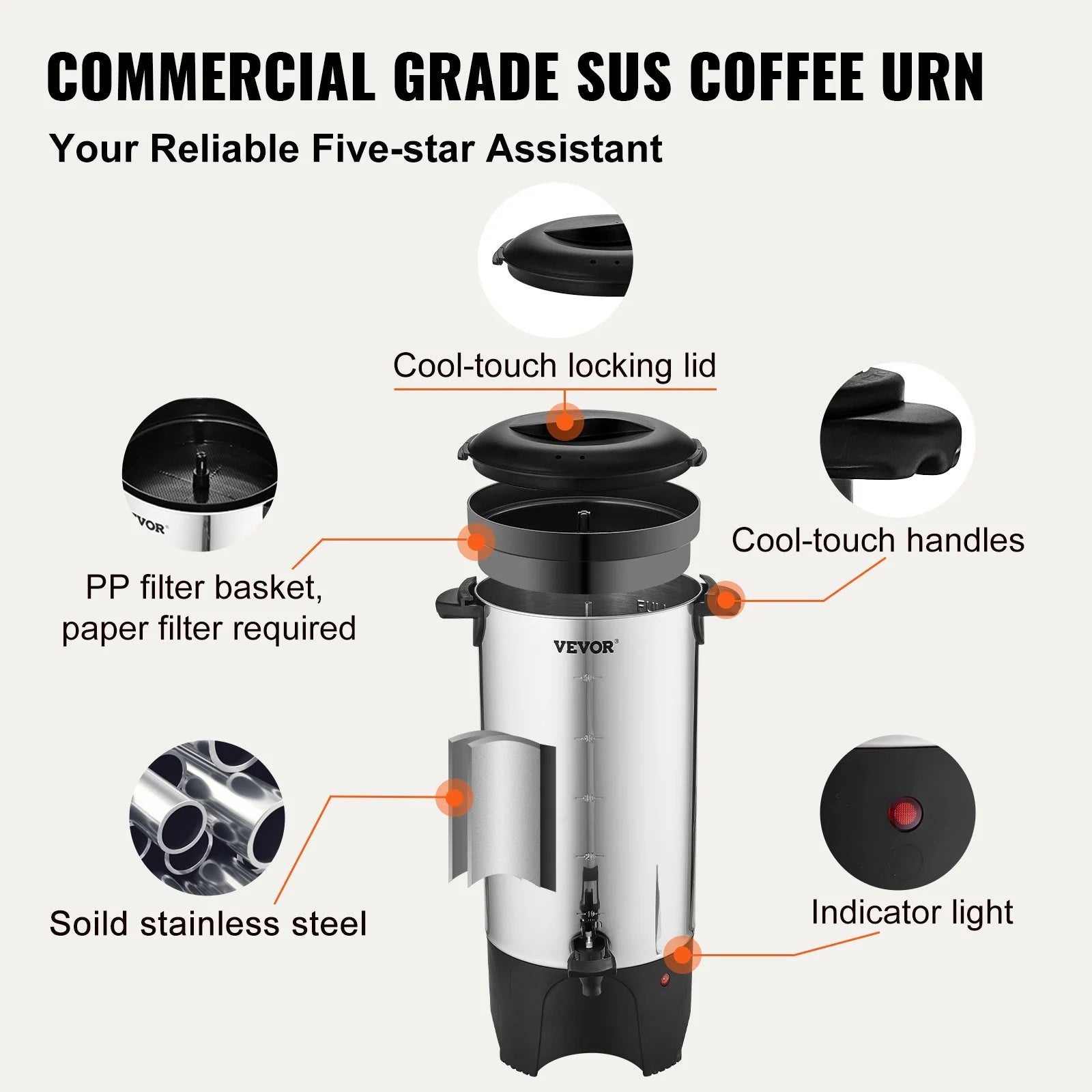 50 Cup Stainless Steel Coffee Dispenser W799
