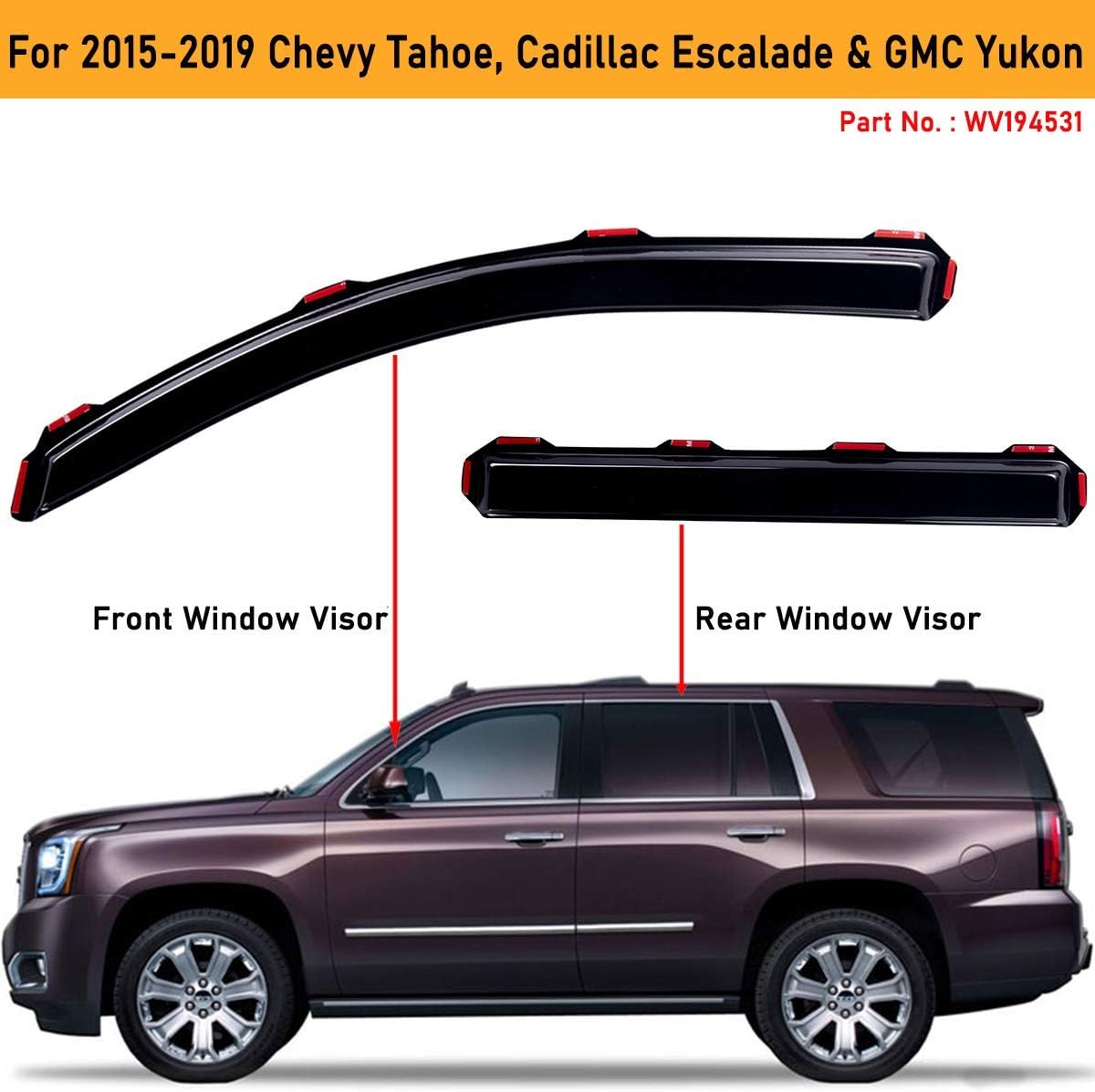 4 PCS Dark Smoke In-Channel Side Window Deflector Rain Guard G519083